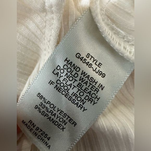 NWT MIXED THREADS Sz L Women’s Sexy Scoop Neck Long Sleeve bodysuit Beige Ribbed - Picture 6 of 8